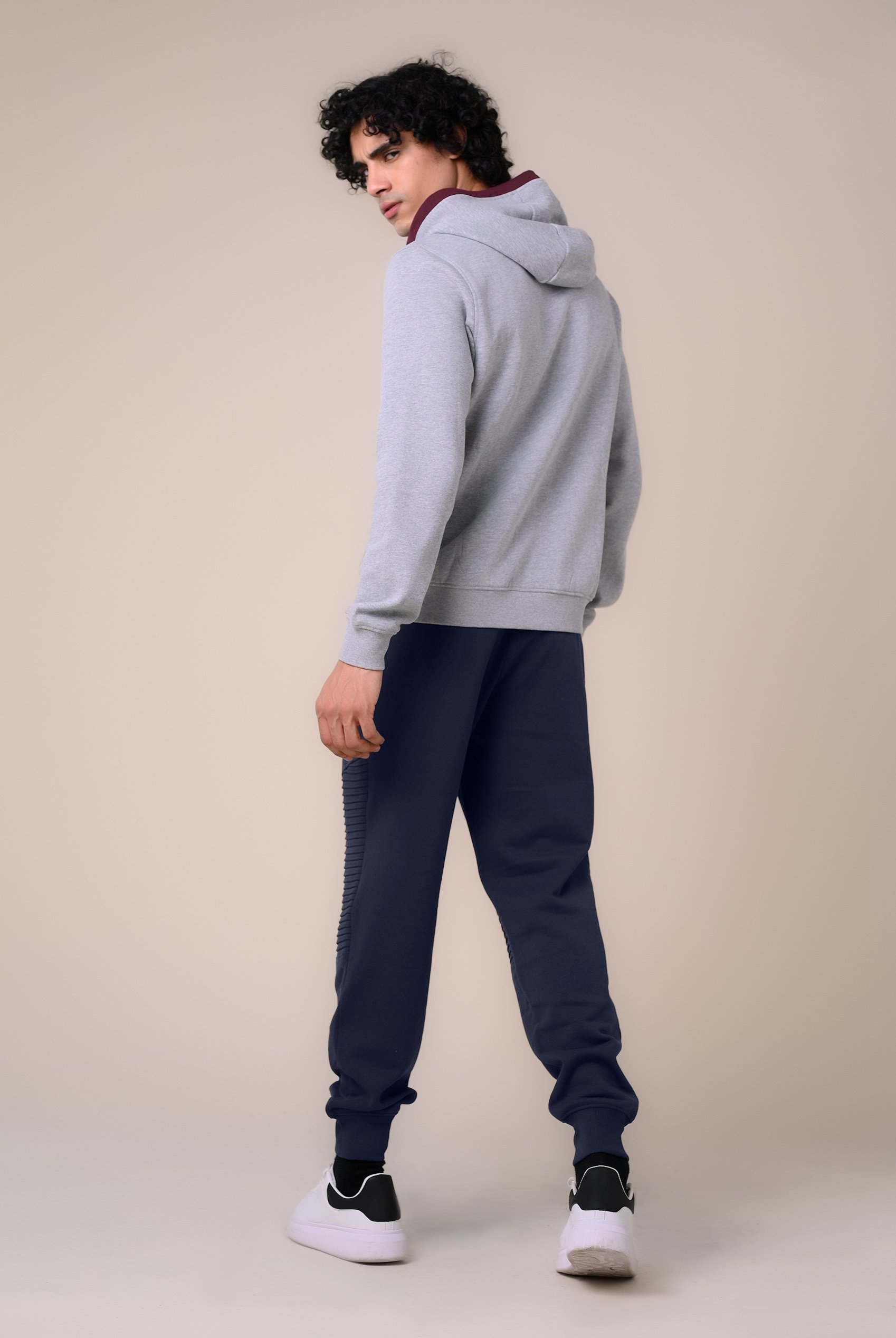 Mens Pleated Plain Drawstring Jogger