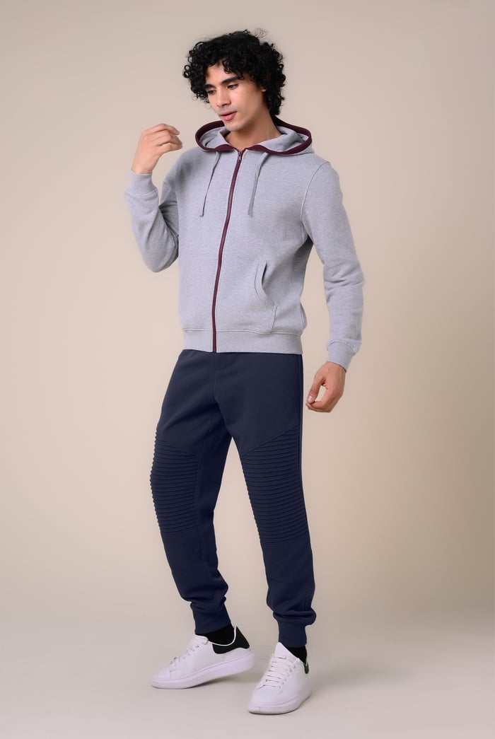 Mens Pleated Plain Drawstring Jogger