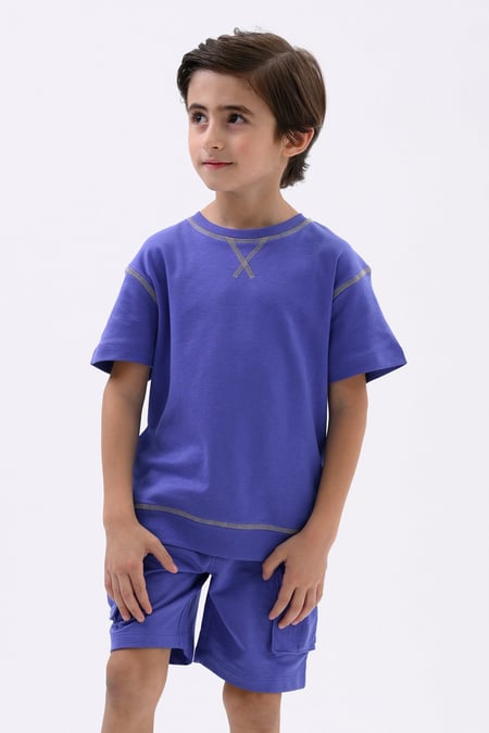 Drop Shoulder T-Shirt And Cargo Shorts Set