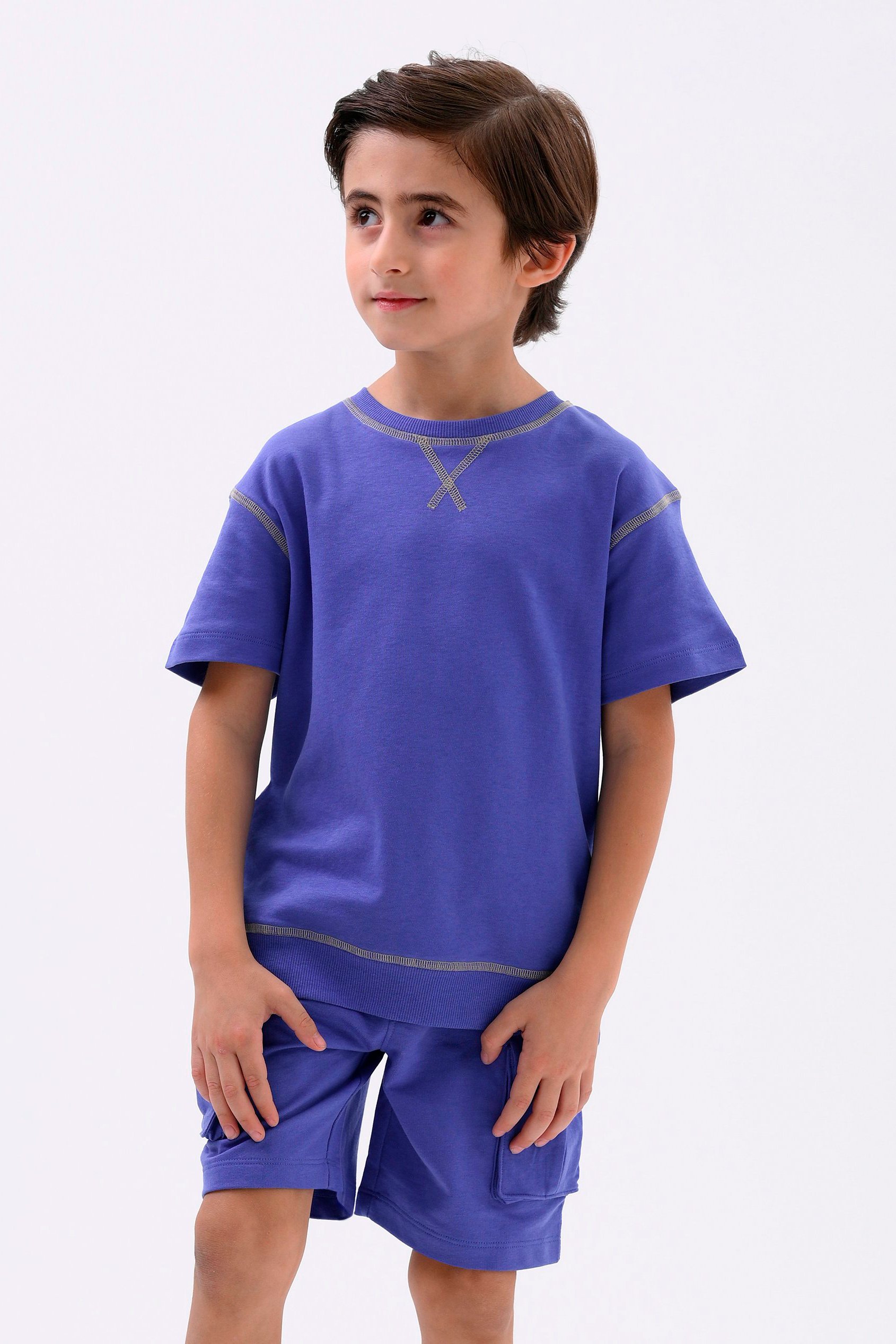 Drop Shoulder T-Shirt And Cargo Shorts Set