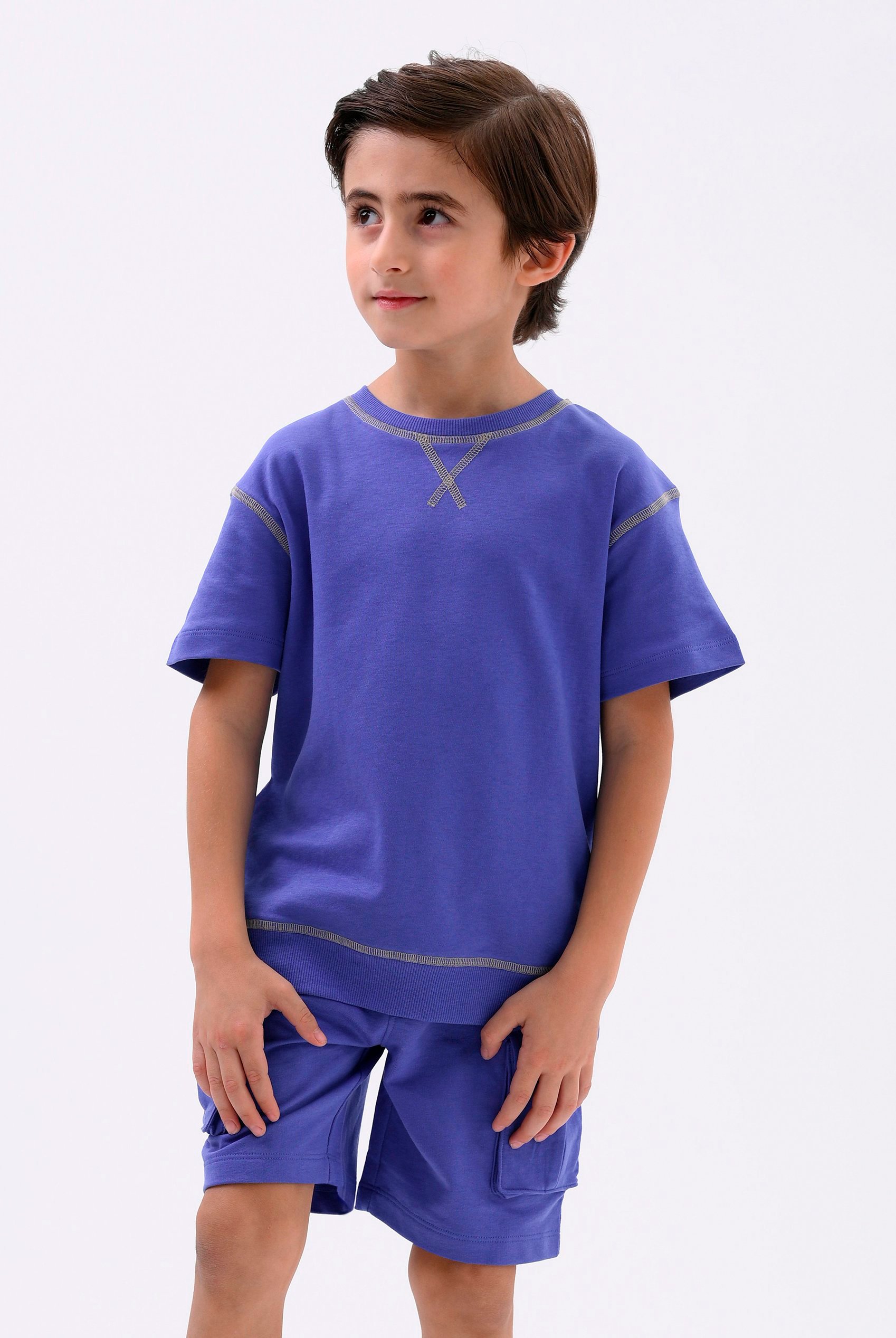 Drop Shoulder T-Shirt And Cargo Shorts Set