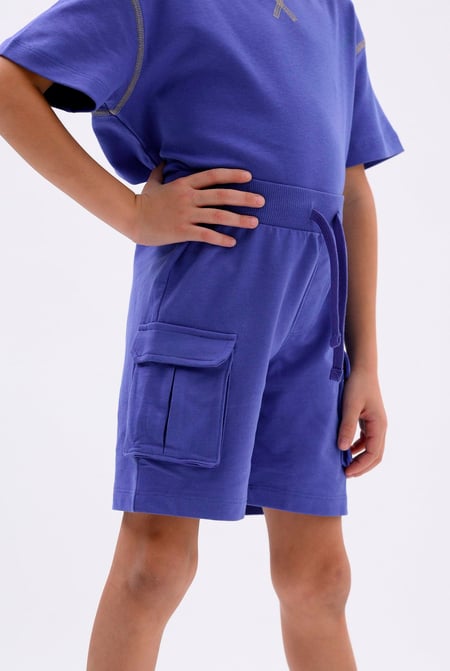 Blue Drop Shoulder T-Shirt And Cargo Shorts Set