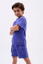 Drop Shoulder T-Shirt And Cargo Shorts Set