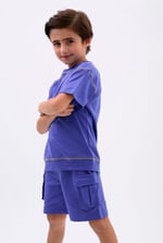 Drop Shoulder T-Shirt And Cargo Shorts Set