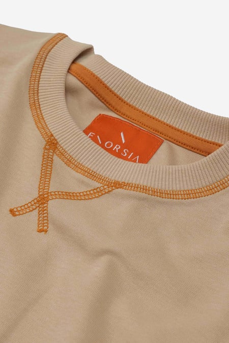 Cream Drop Shoulder T-Shirt And Cargo Shorts Set