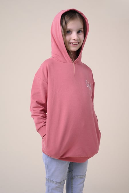 Smile Embroidery Longline Hoodie  (2yrs-9yrs)