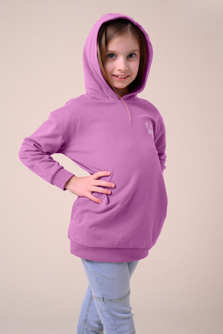 Smile Embroidery Longline Hoodie  (2yrs-9yrs)