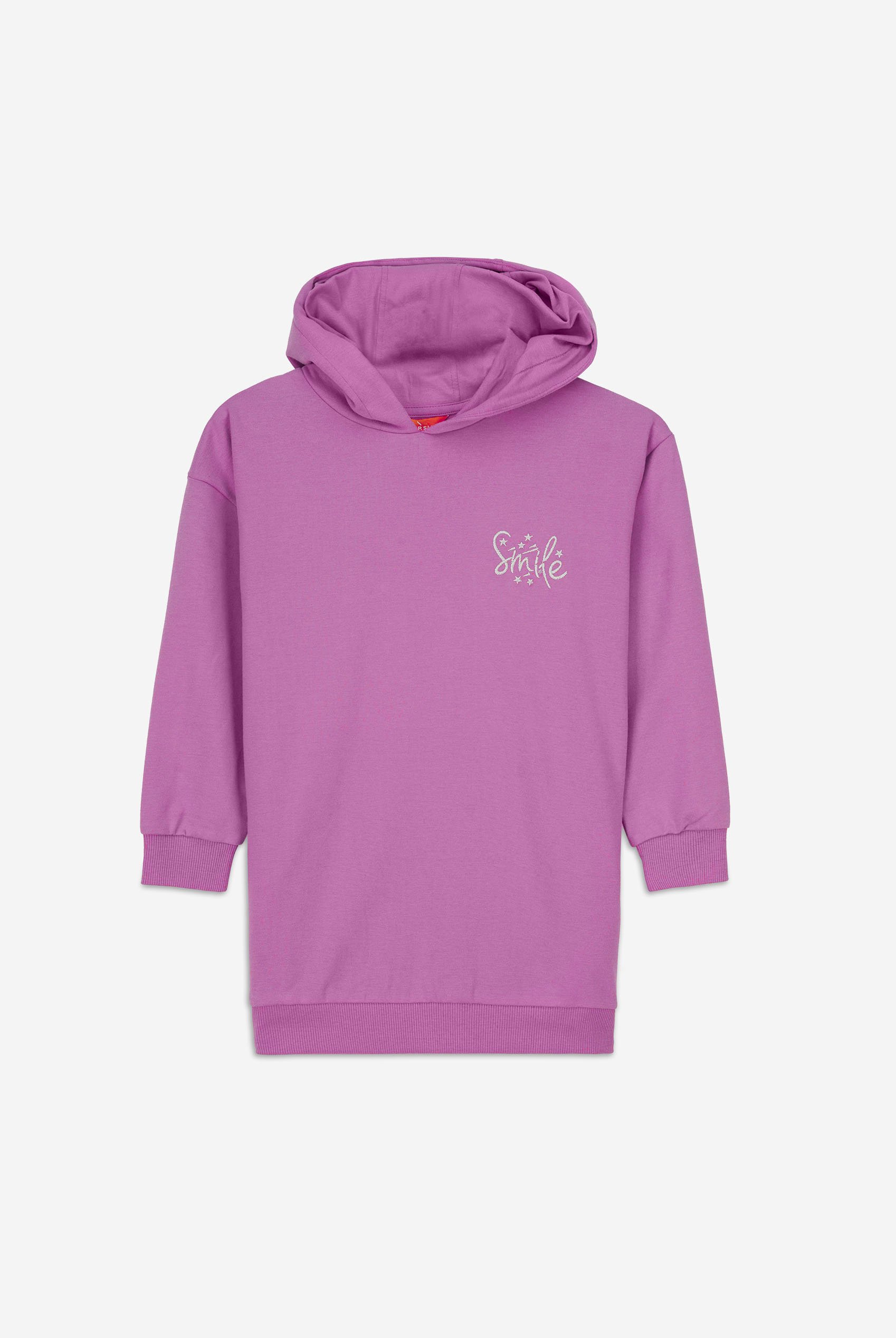 Smile Embroidery Longline Hoodie  (2yrs-9yrs)