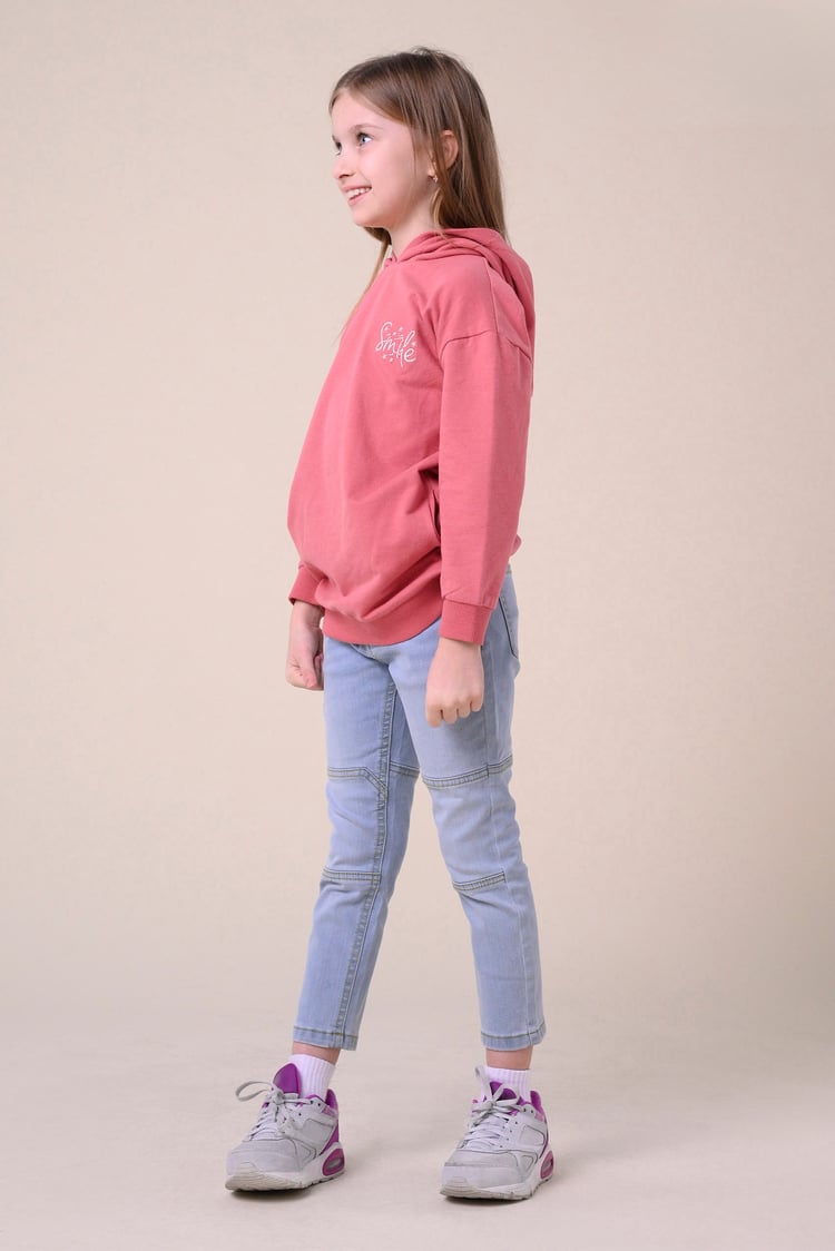 Smile Embroidery Longline Hoodie  (2yrs-9yrs)