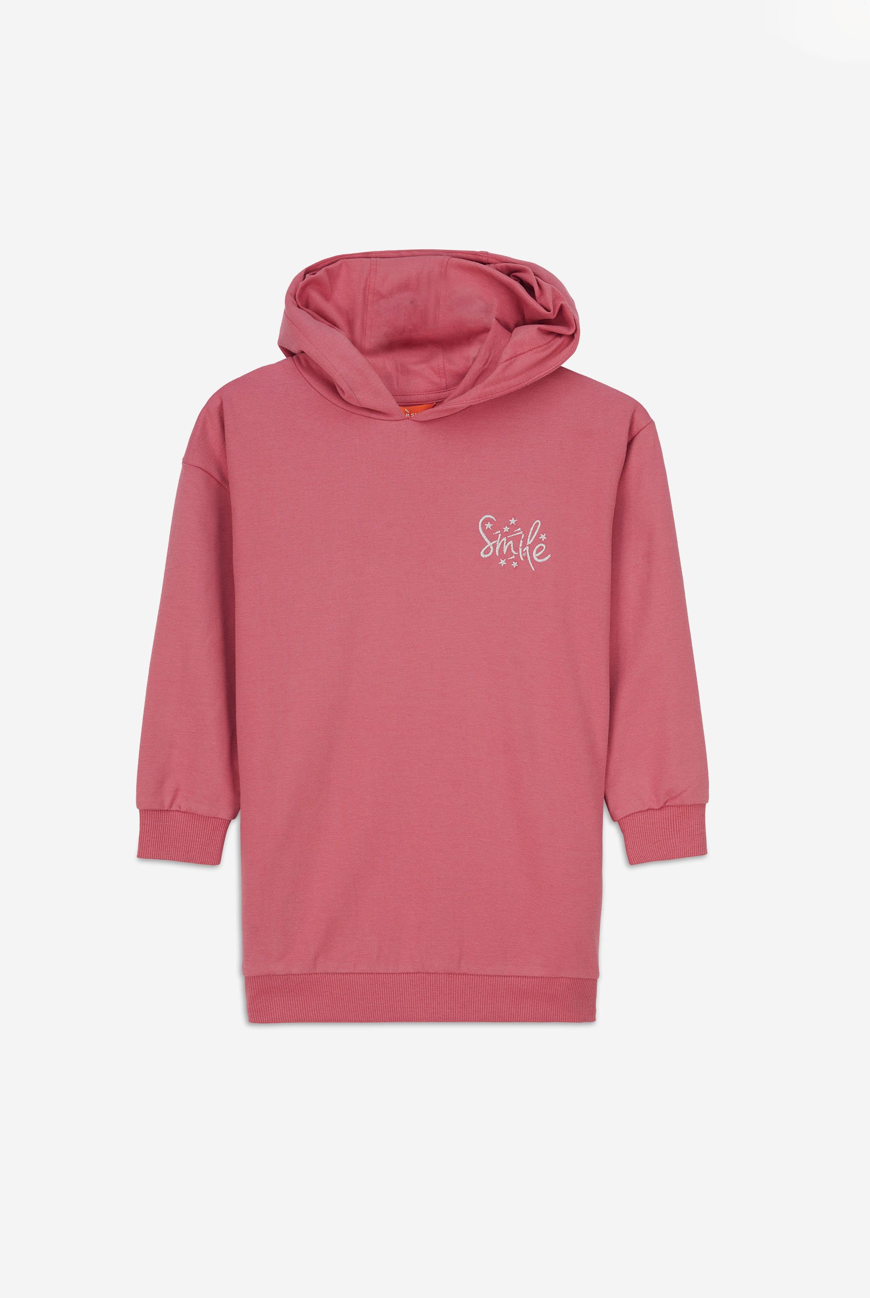Smile Embroidery Longline Hoodie  (2yrs-9yrs)