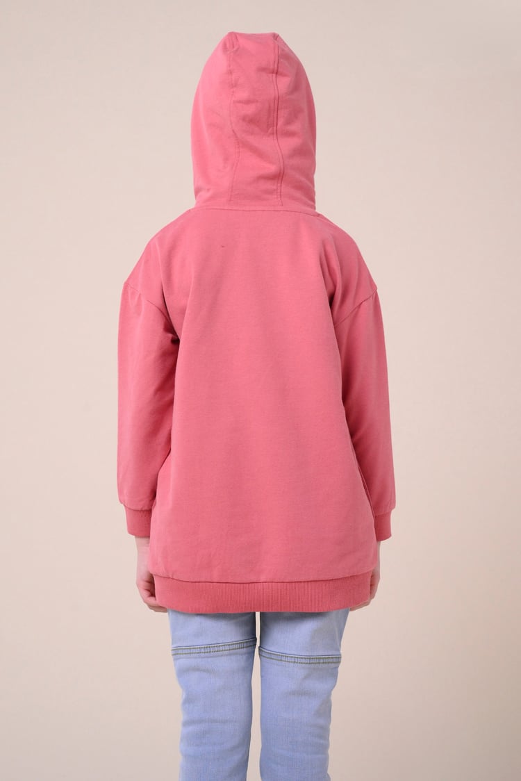 Smile Embroidery Longline Hoodie  (2yrs-9yrs)