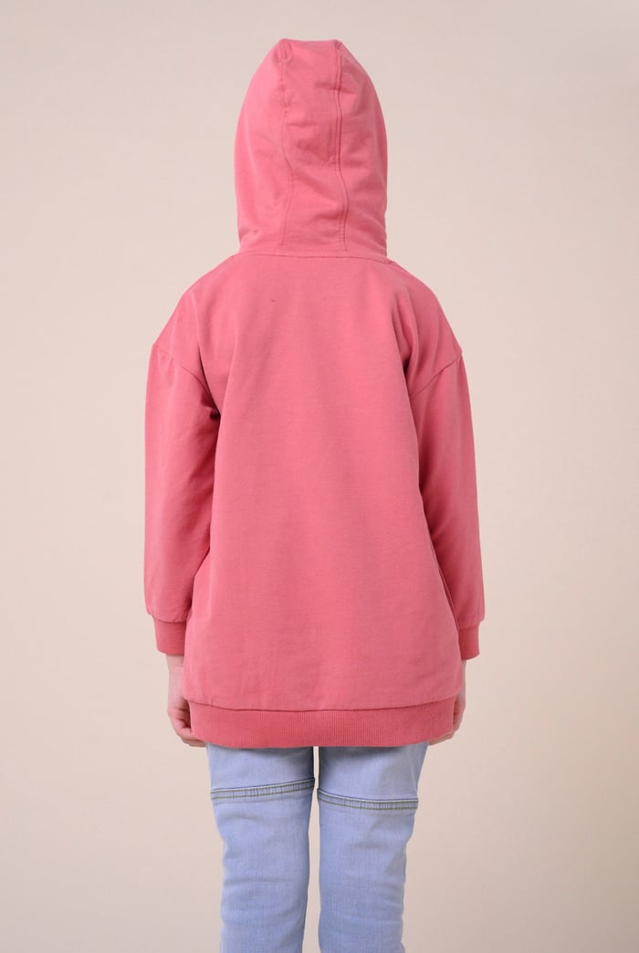 Smile Embroidery Longline Hoodie  (2yrs-9yrs)