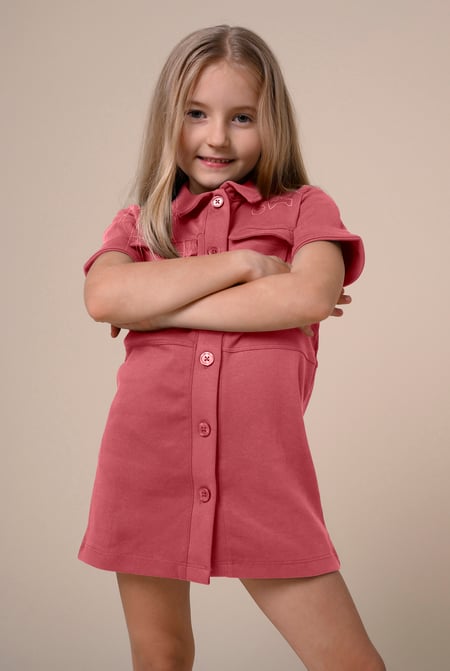 Red Utility Girls Shirt Dress (2yrs-9yrs)