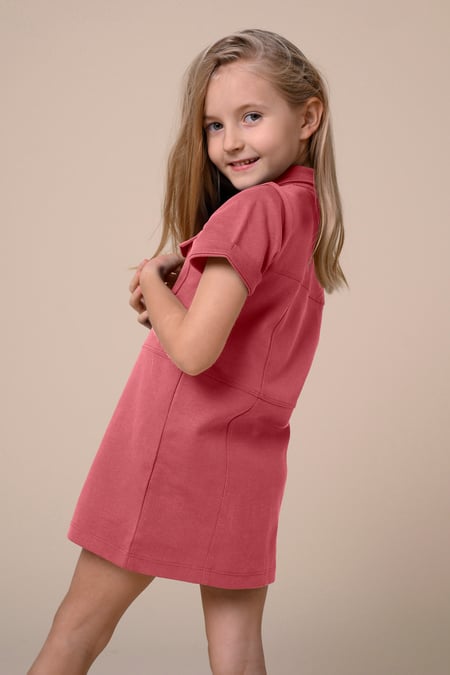 Red Utility Girls Shirt Dress (2yrs-9yrs)