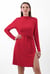 Mock Neck Tie-Belt Midi Dress