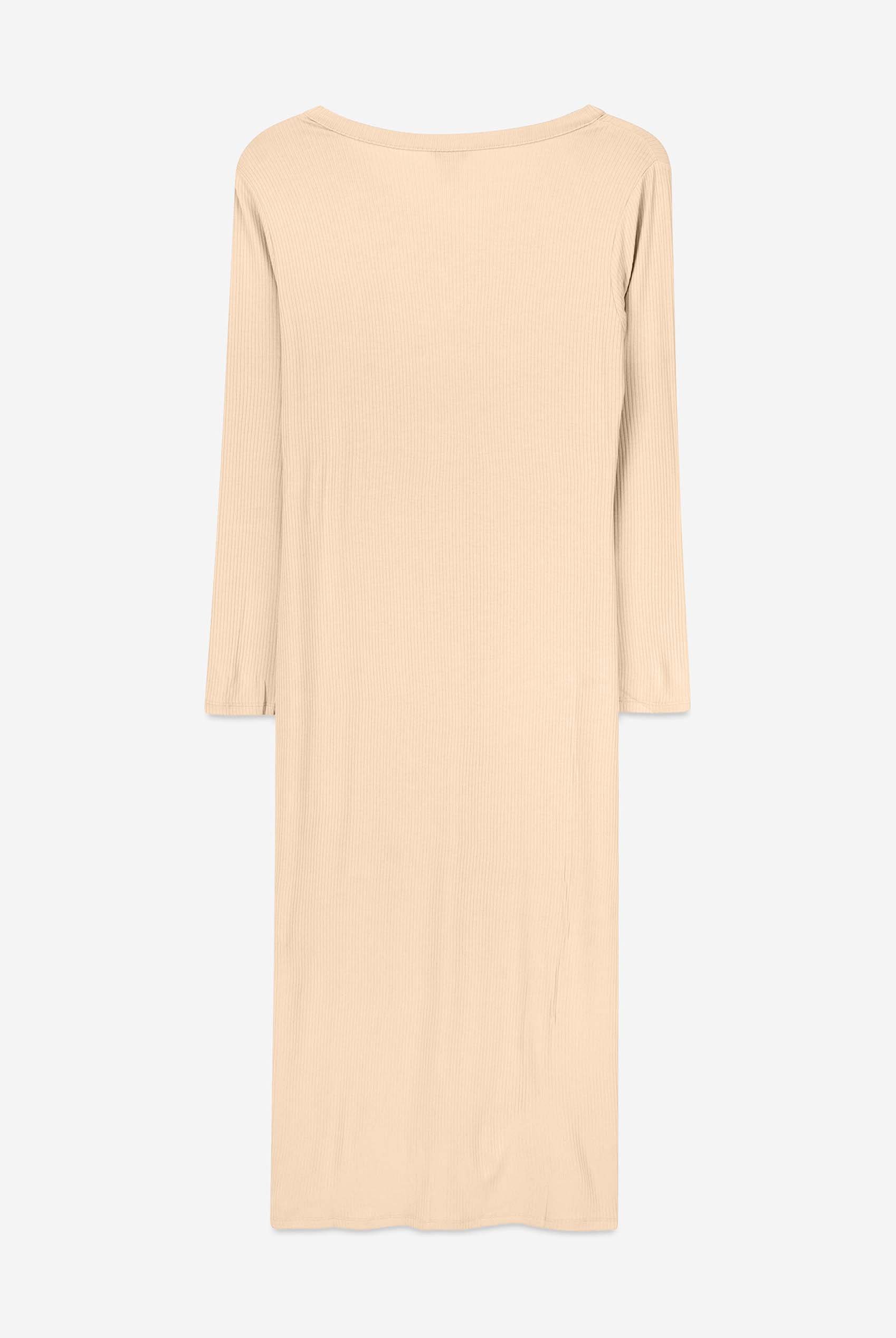 Womens Front Slit Ribbed Midi Dress