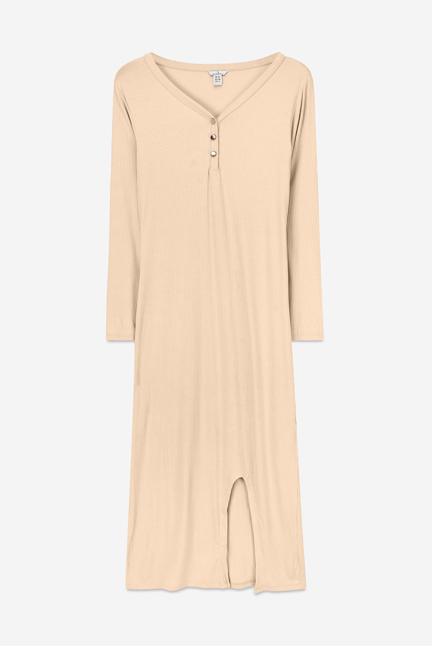 Womens Front Slit Ribbed Midi Dress