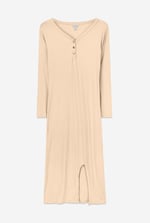 Womens Front Slit Ribbed Midi Dress