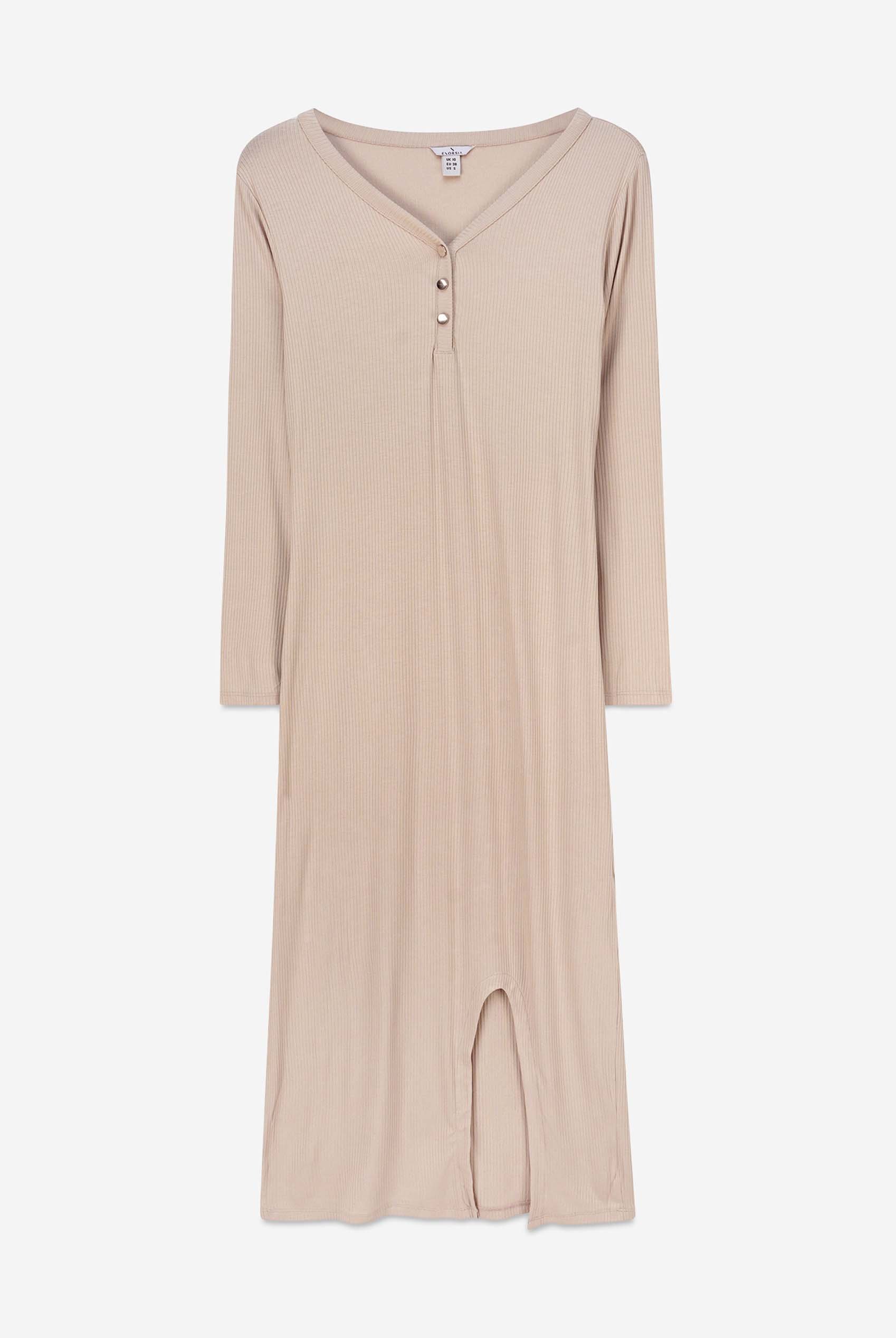 Womens Front Slit Ribbed Midi Dress
