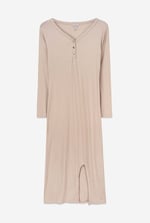 Womens Front Slit Ribbed Midi Dress