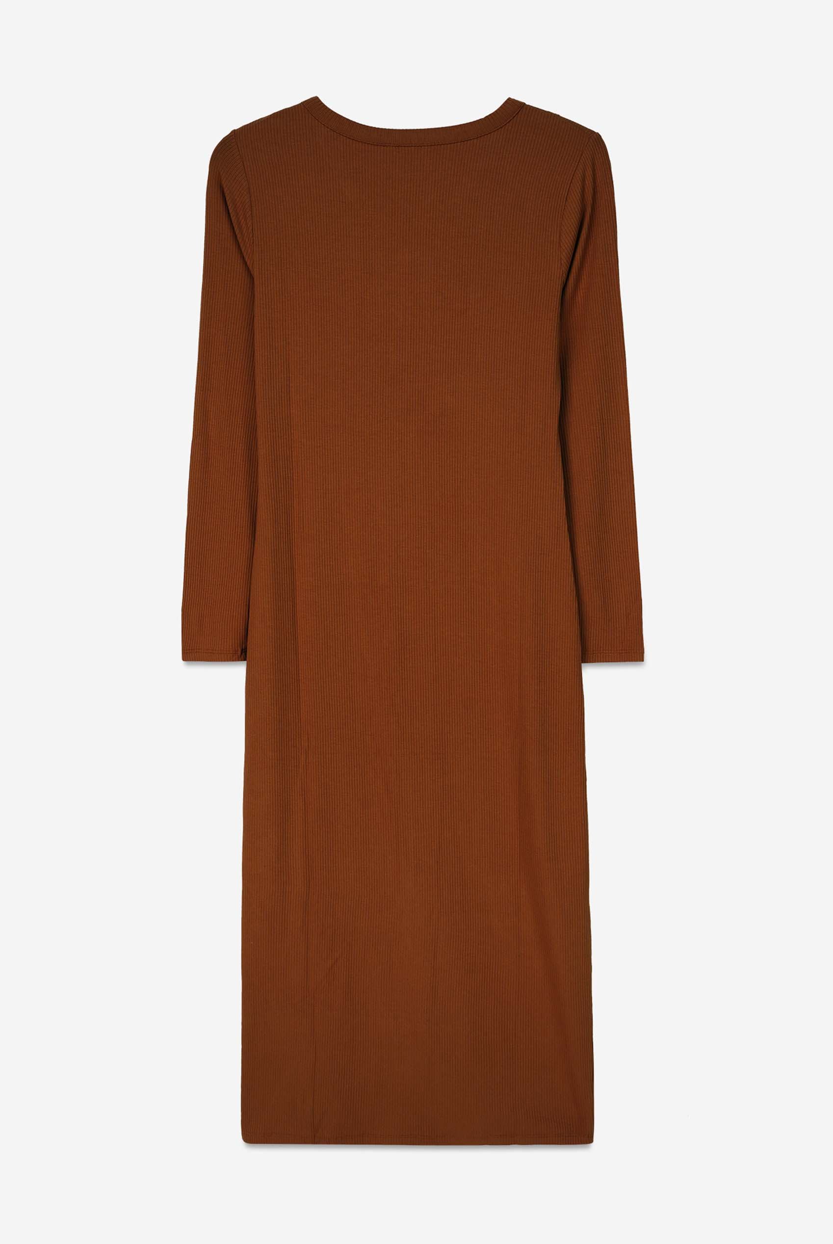 Womens Front Slit Ribbed Midi Dress