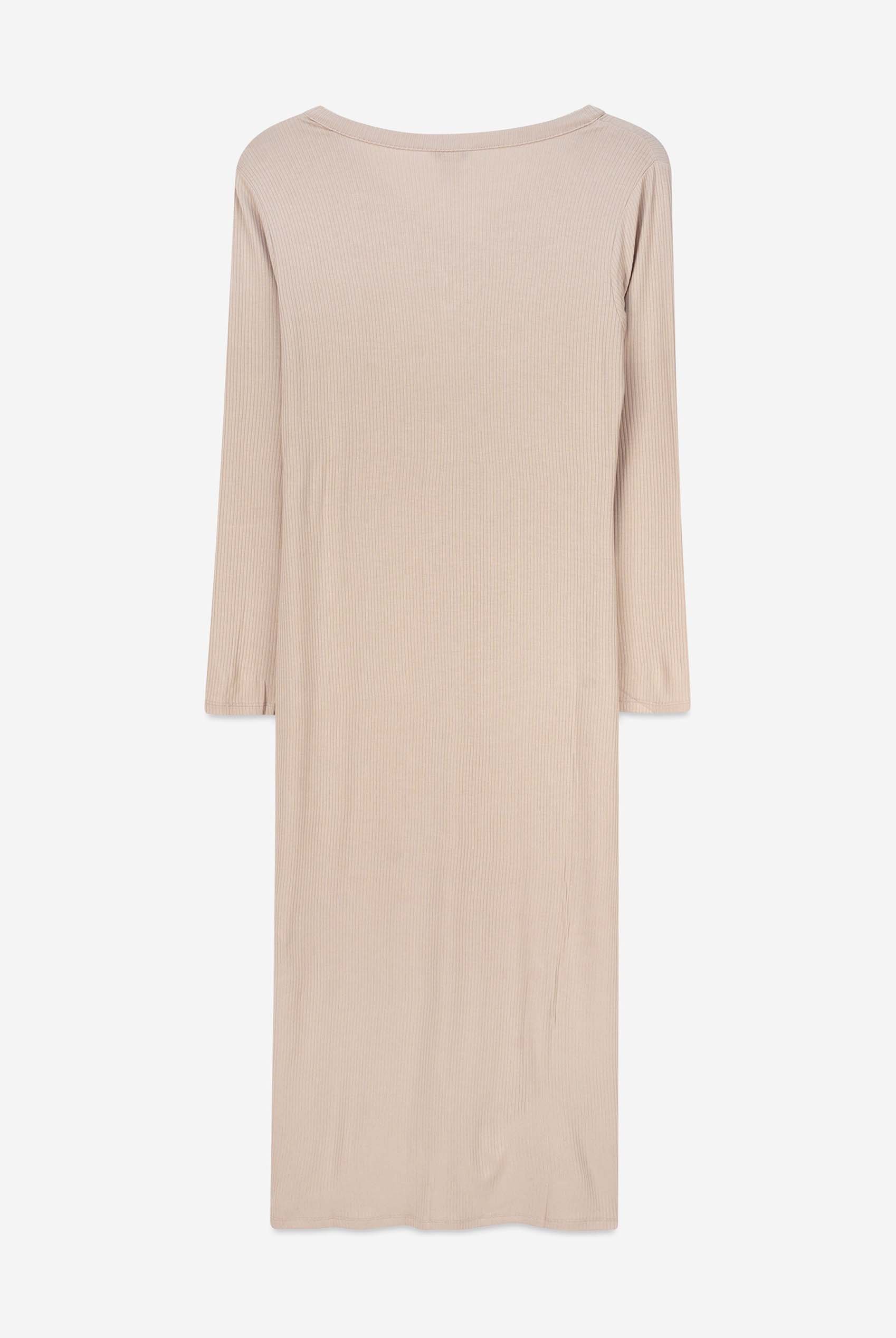 Womens Front Slit Ribbed Midi Dress