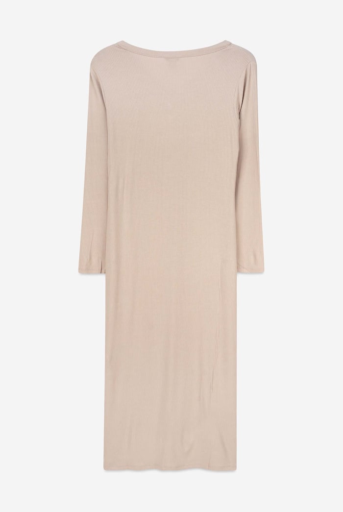 Womens Front Slit Ribbed Midi Dress