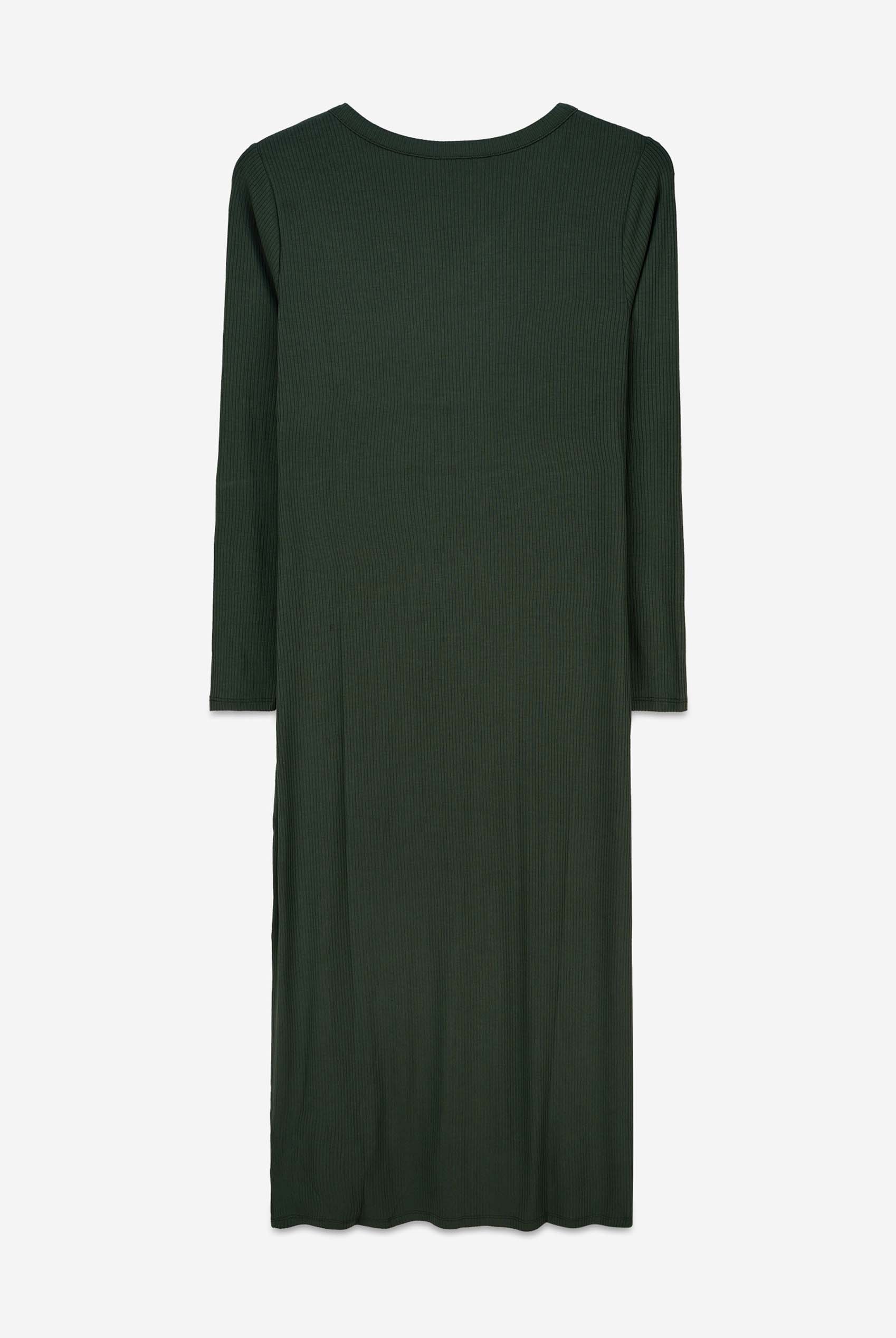 Womens Front Slit Ribbed Midi Dress