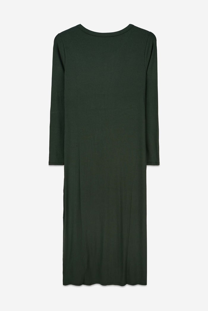 Womens Front Slit Ribbed Midi Dress