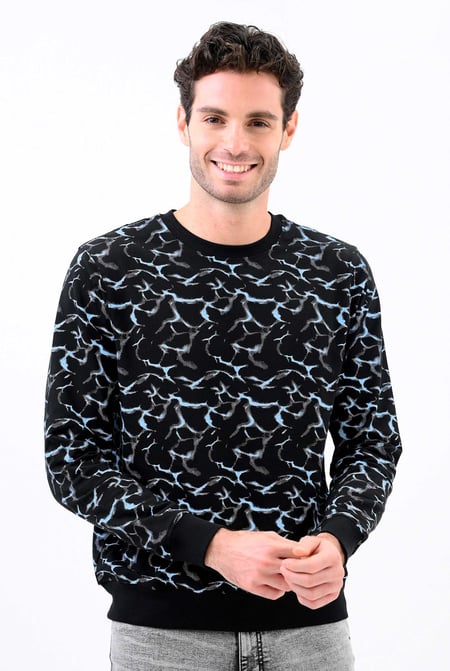 Mens Black Crack Print Sweatshirt