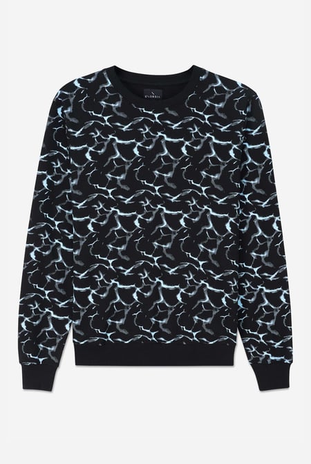 Mens Black Crack Print Sweatshirt
