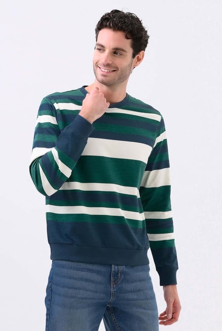 Mens Grey Classic Print Stripe Sweatshirt
