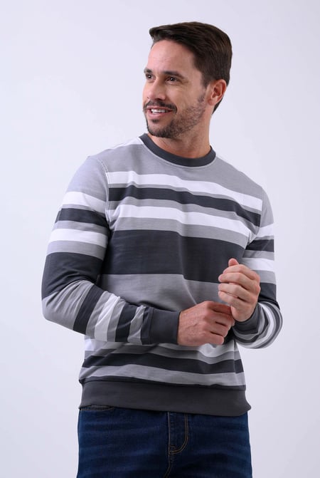 Mens Grey Classic Print Stripe Sweatshirt