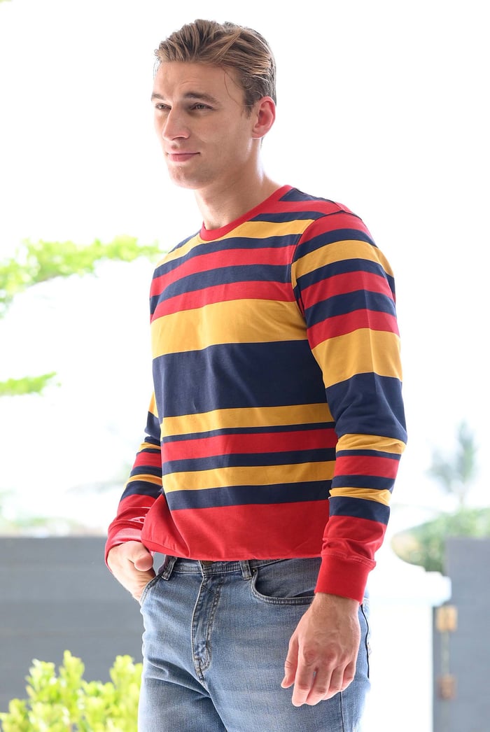 Mens Classic Print Stripe Sweatshirt