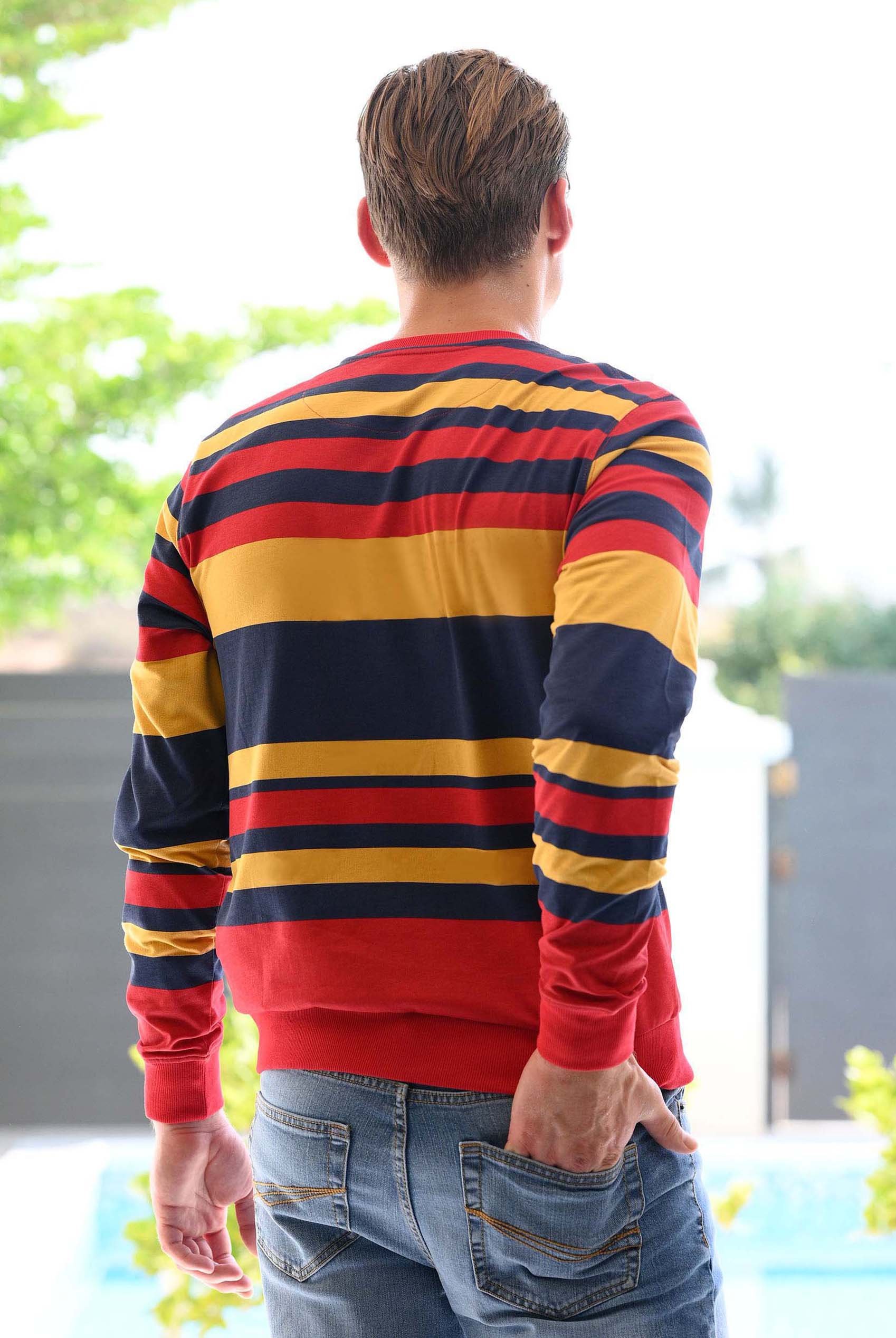 Mens Classic Print Stripe Sweatshirt