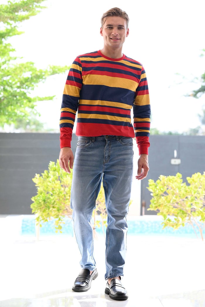 Mens Classic Print Stripe Sweatshirt