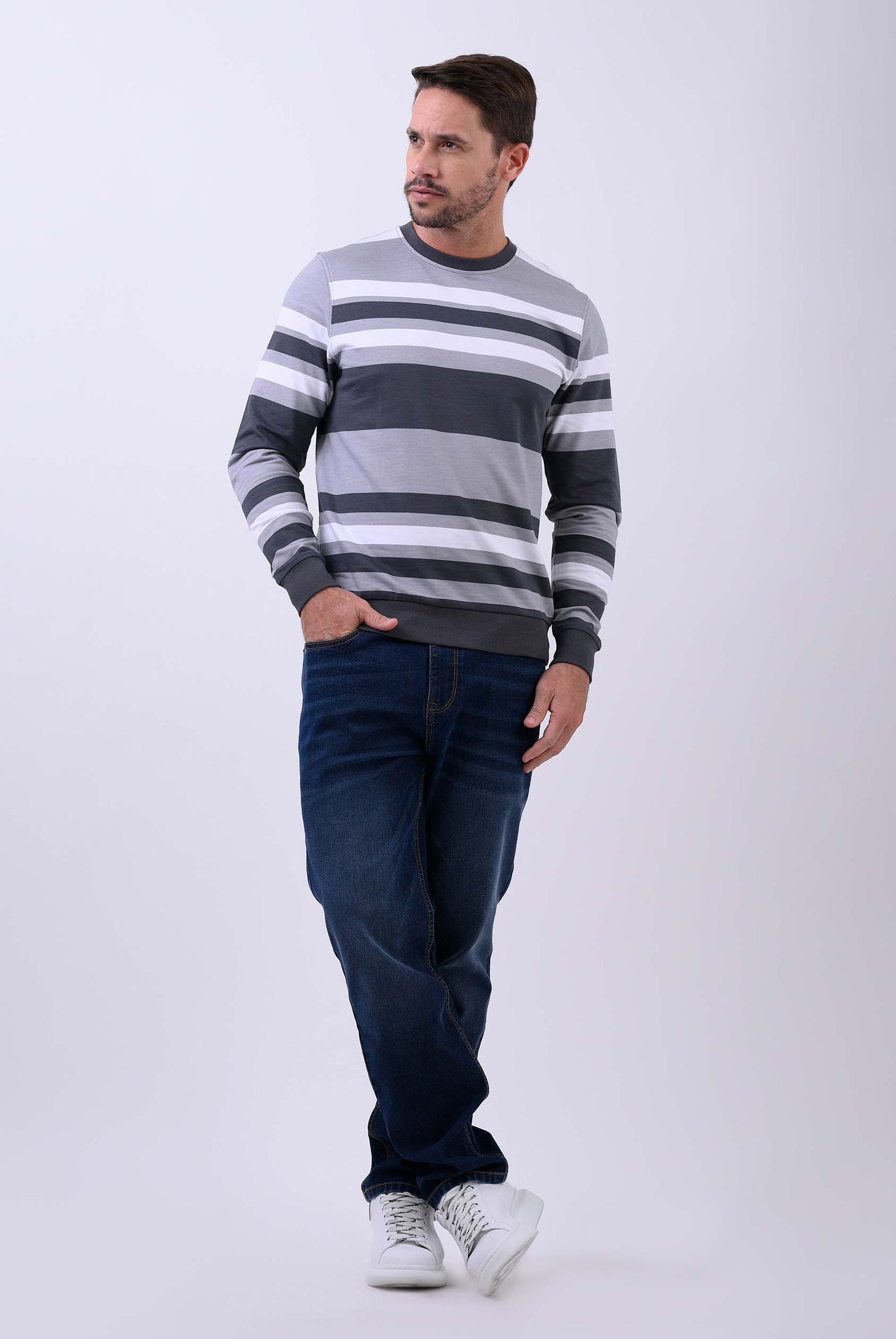 Mens Classic Print Stripe Sweatshirt