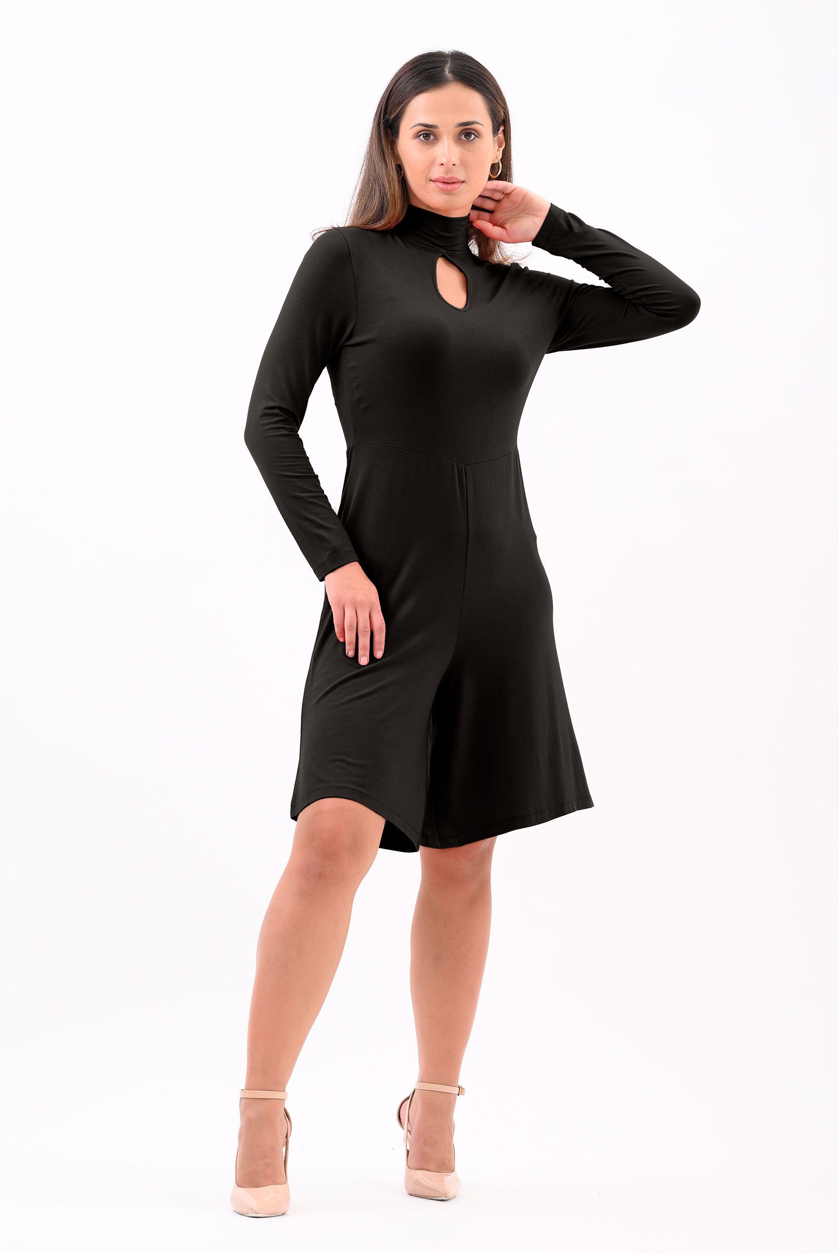 Womens High Neck Long Sleeve Playsuit