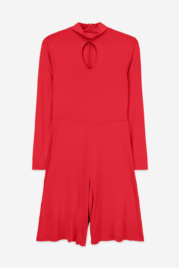 Womens High Neck Long Sleeve Playsuit
