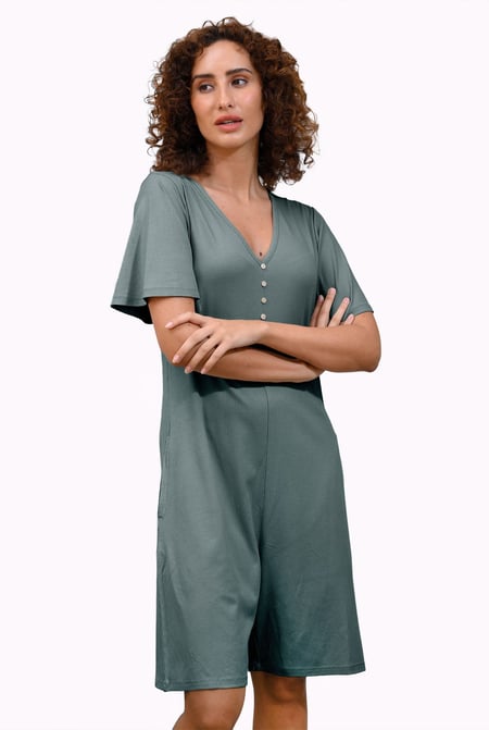 Bell Sleeve Textured Rib Playsuit