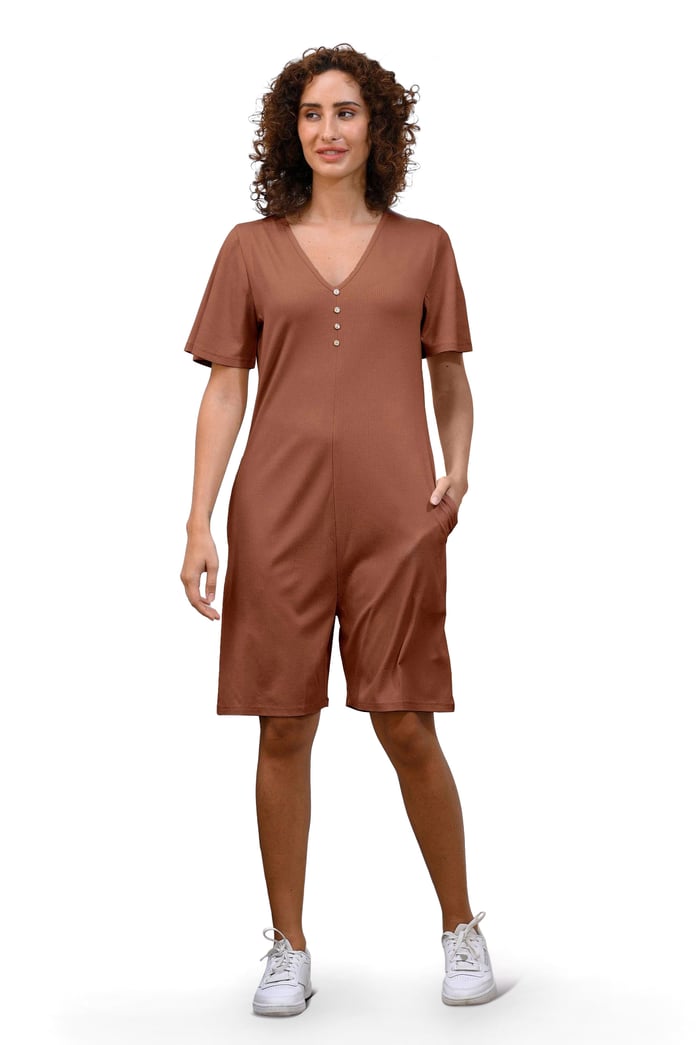 Bell Sleeve Textured Rib Playsuit