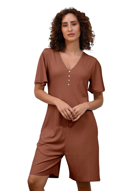 Silver Bell Sleeve Textured Rib Playsuit