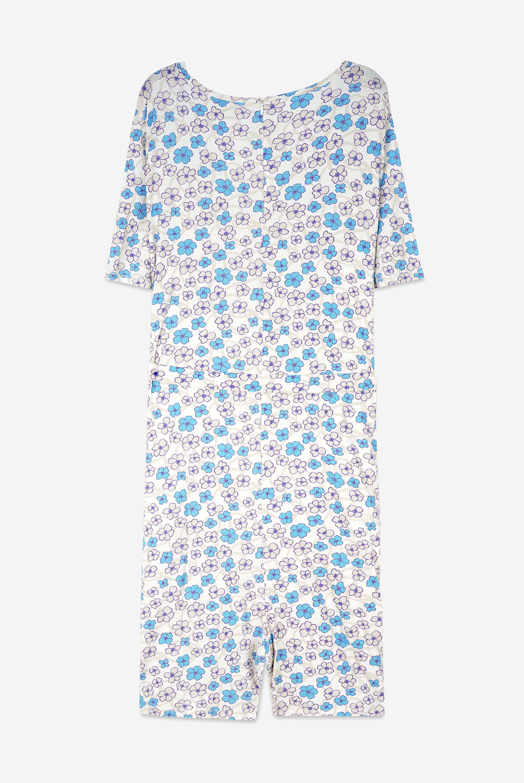 Womens Daisy Floral Print Ribbed Playsuit