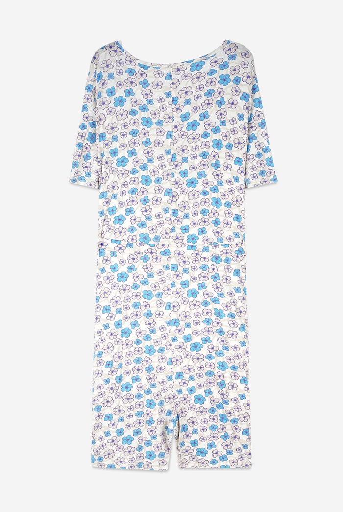 Womens Daisy Floral Print Ribbed Playsuit