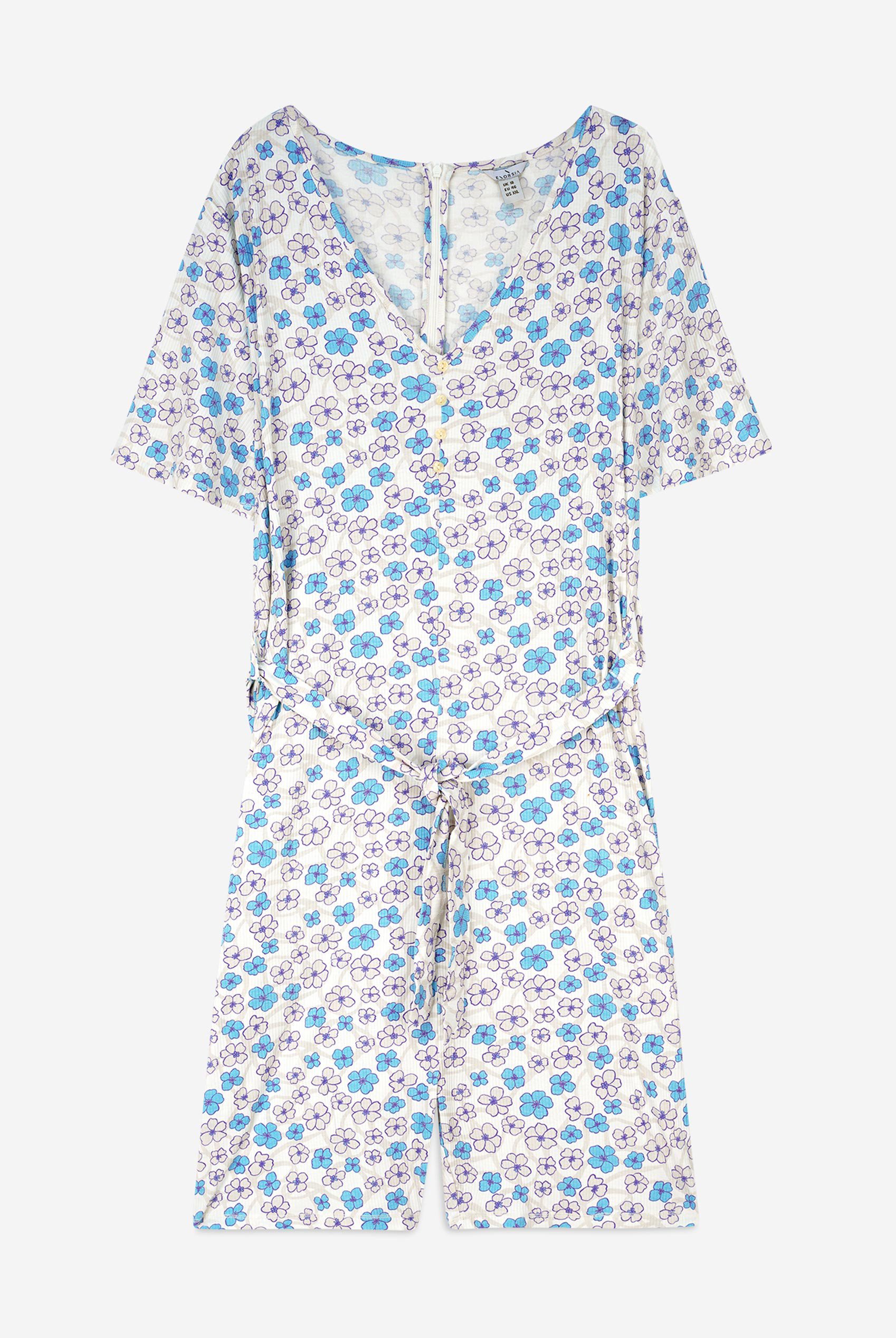 Womens Daisy Floral Print Ribbed Playsuit