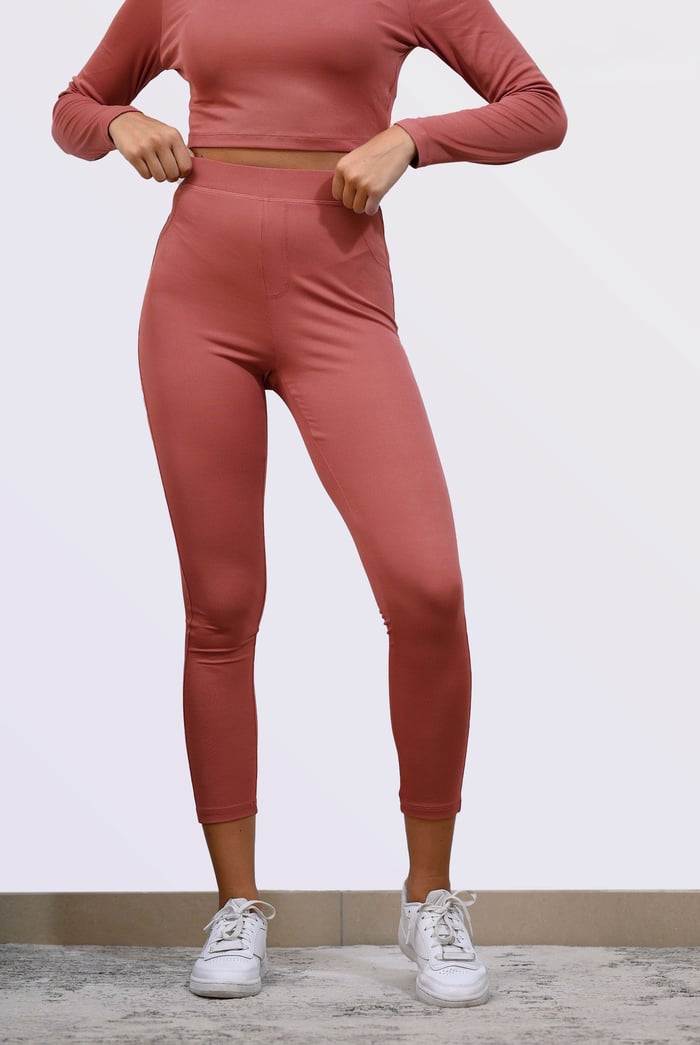 Ribbed Crop Top & High Waist Leggings Set