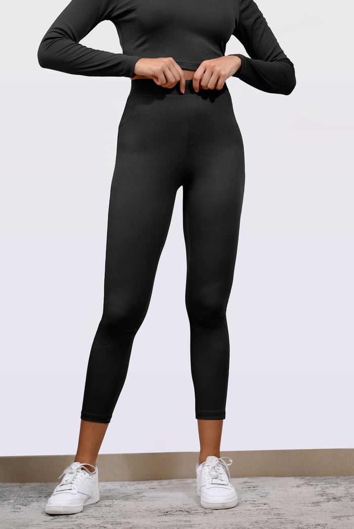 Ribbed Crop Top & High Waist Leggings Set