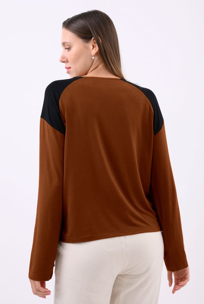 Womens Colour Block Raglan Sleeve Tops