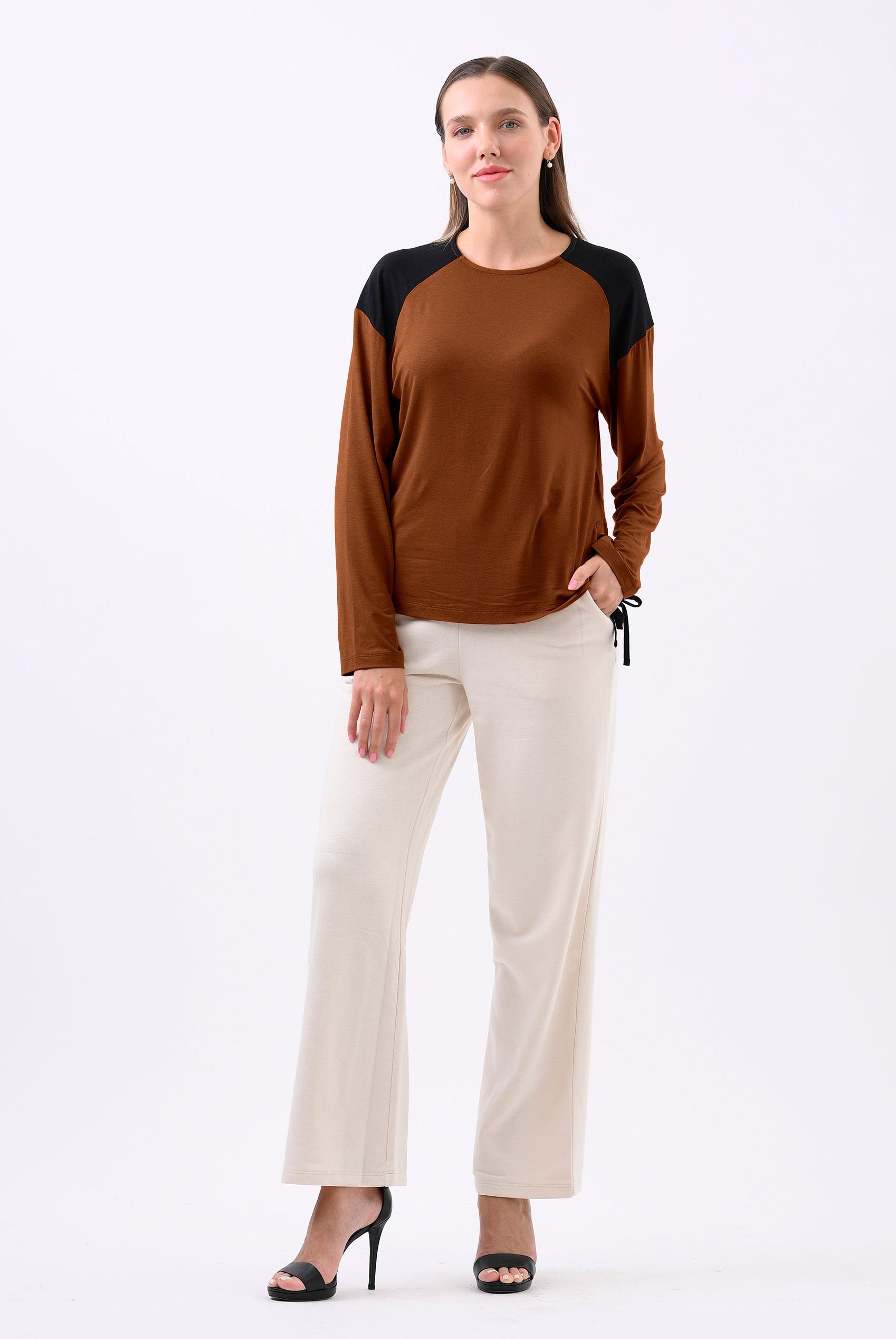 Womens Colour Block Raglan Sleeve Tops