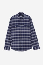 Mens Navy/White Signature Oxford Check Shacket